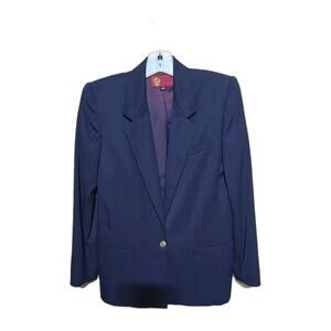Vtg Stirling Cooper Navy Blue Dark Academia Business Formal Blazer Womans Size 6
